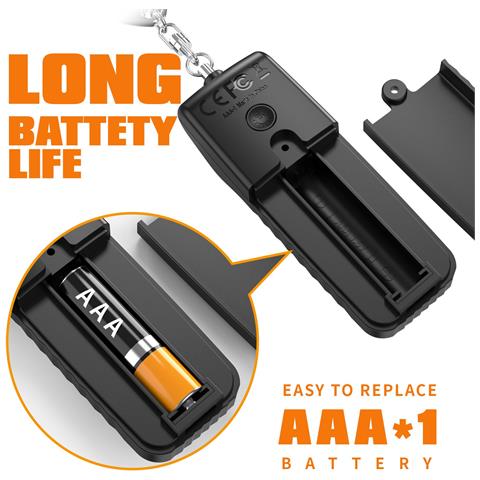 Allarme Di Sicurezza Personale Con Batteria - Portachiavi Con Allarme Di Emergenza Da 130 Db Con Luce Led Black - Foto 4