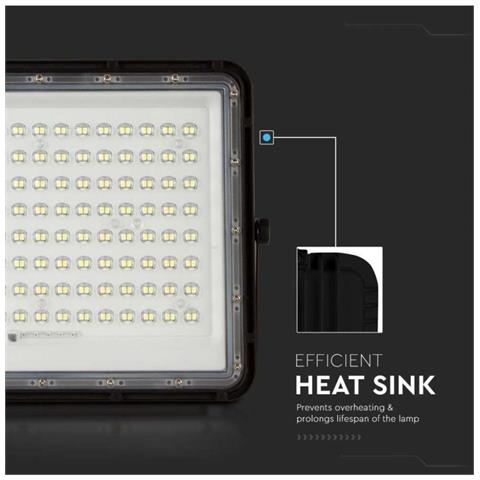 Faro LED con Telecomando e Pannello Solare 20W 6400K IP65, colore Nero - Foto 2