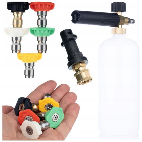 Set Di Accessori Per Idropulitrice Compatibile Con Kärcher K2-k7 - 5 Ugelli 0° / 15° / 25° / 40° /soap + Schiumogeno 1l | 200 Bar - Foto 1