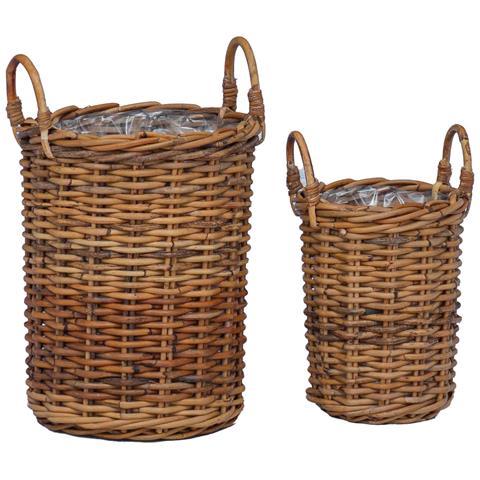 Cesto per Piante con archiviazione 2 pcs Marrone Rattan Kubu - Foto 1