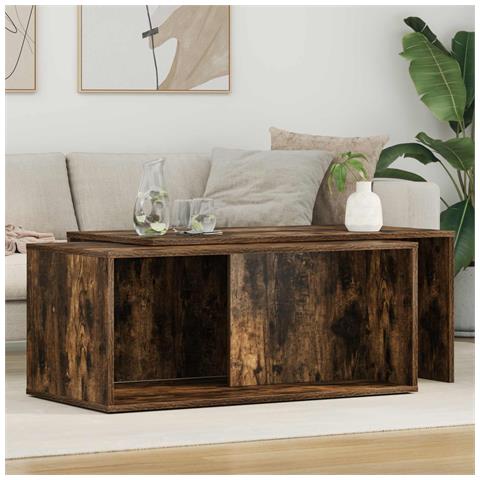 Set di Tavolini da Caffè 2 pcs Rovere fumé Legno multistrato - Foto 2