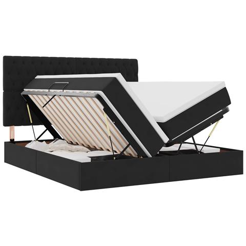 Letto con luci a strisce a LED Nero 180 x 200 cm Velluto - Foto 1