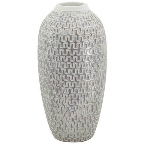 Vaso Decorativo Vkh675-bianco-poliresina-21x21x43 Cm - Foto 1