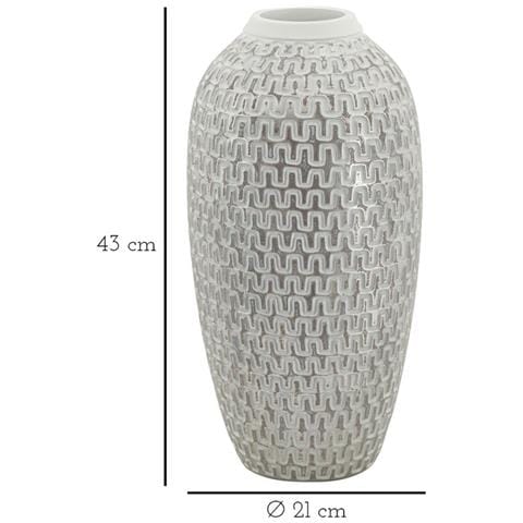 Vaso Decorativo Vkh675-bianco-poliresina-21x21x43 Cm - Foto 6
