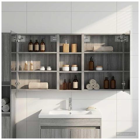 Set di Armadi da Bagno con lo scaffale 3 pcs 130 x 14,5 x 70 cm - Foto 2