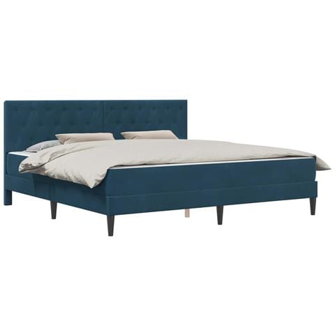 Struttura letto con materasso Blu 180 x 200 cm Velluto - Foto 1