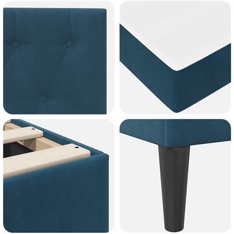 Struttura letto con materasso Blu 180 x 200 cm Velluto - Foto 9