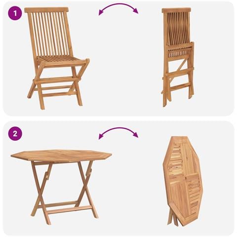 Set Bistro da Giardino 3 pcs Marrone Legno Teak Massello - Foto 9