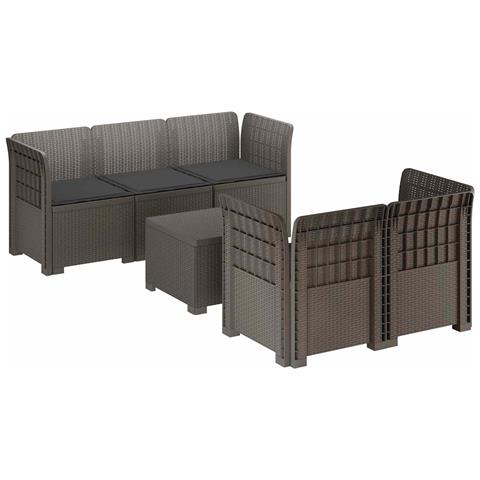 Divano da Giardino 5 Posti con Cuscini Stile Rattan PP - Foto 1