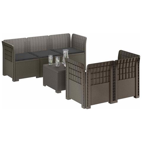 Divano da Giardino 5 Posti con Cuscini Stile Rattan PP - Foto 2