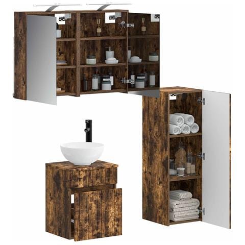 Set di mobili per il bagno 4 pcs Rovere Fumo - Foto 2