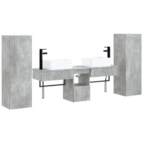 Set di mobili per il bagno 5 pz Grigio Cemento - Foto 1