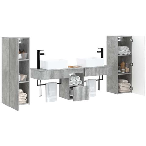 Set di mobili per il bagno 5 pz Grigio Cemento - Foto 10