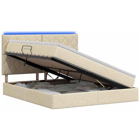 Letto con contenitore LED e materasso Crema 180 x 200 cm - Foto 1