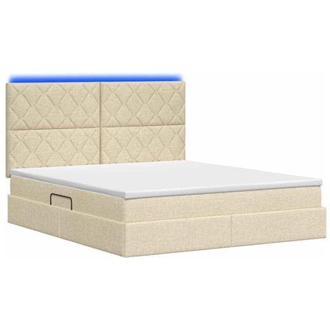 Letto con contenitore LED e materasso Crema 180 x 200 cm - Foto 9