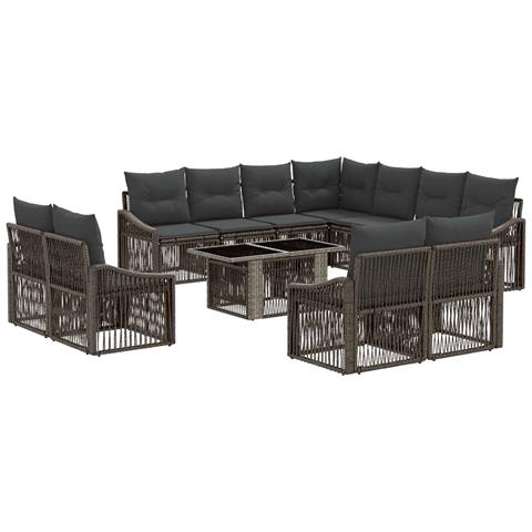 Set Divano da Giardino 12 pz Grigio e Grigio Scuro polyrattan - Foto 1