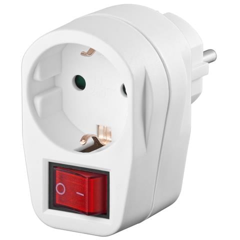 IUPS-PCP-DIS - Adattatore con Presa Schuko CEE 7/4 con Interruttore Bianco - Foto 1
