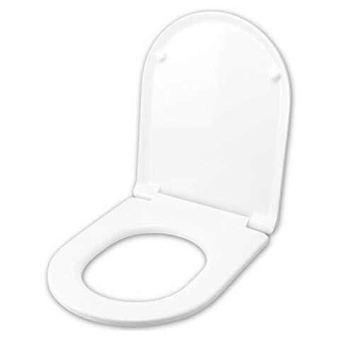 Copriwater NIC MILK In Termoindurente Bianco Con Cerniera Inox - Scegli Tra Chiusura Normale O Soft Close Con Sgancio Rapido, Made In Italy