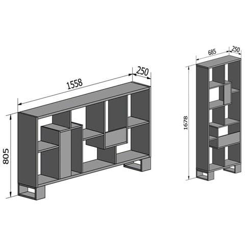 Libreria Di Design Da Salotto, Modello Loft, Colore Struttura Rovere Scuro, Misure: 68,5 X 168 X 25 Cm Di Profondità - Foto 4