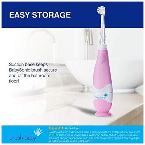 Spazzola Bambino Babysonic Infant Toddler E Spazzolino Elettrico Per Et 0-3 Anni - Timer Led Intelligente E Delicata Vibrazione Fornire Un Divertimento Spazzolatura Experience - Include 2 Testine Sensibili (rosa)  - Foto 2