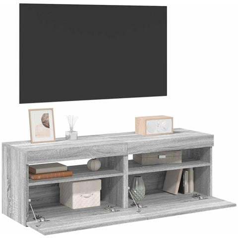 Mobili TV con Luci LED 2 pz Grigio Sonoma 60x35x40 cm - Foto 2