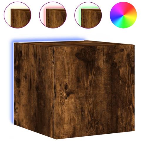Mobile Tv A Parete Con Luci Led Rovere Fumo 30,5x35x30 Cm - Foto 2
