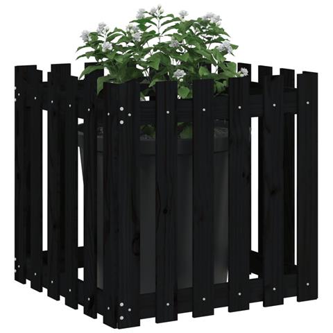 Fioriera Giardino A Recinzione Nera 60x60x60 Cm Massello Pino - Foto 3