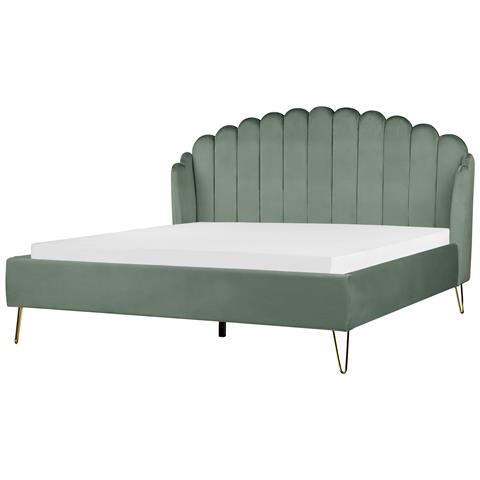 Letto Matrimoniale Velluto Verde 180 X 200 Cm Ambillou - Foto 2