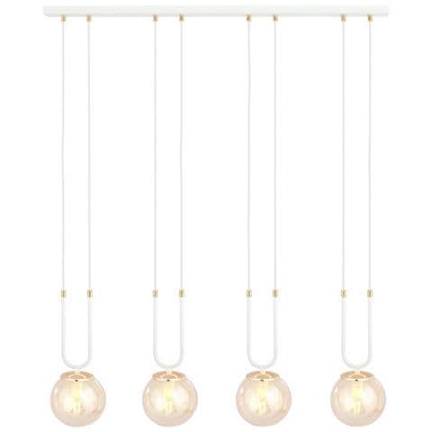 Lampada A Sospensione Glam - Bianco, Ambra - Acciaio Verniciato A Polvere, Vetro - 92x115x15 Cm - Foto 1