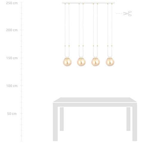 Lampada A Sospensione Glam - Bianco, Ambra - Acciaio Verniciato A Polvere, Vetro - 92x115x15 Cm - Foto 7