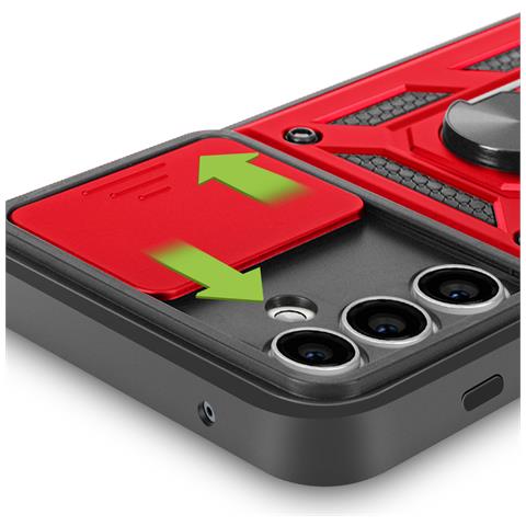 Cover Per Samsung A55 Anello Supporto Coprifotocamera Scorrevole, Rosso - Foto 5