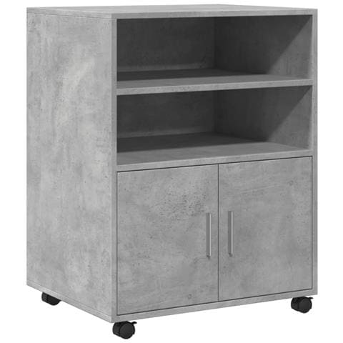 Mobiletto Con Ruote Grigio Cemento 60x48x81 Cm In Truciolato - Foto 2