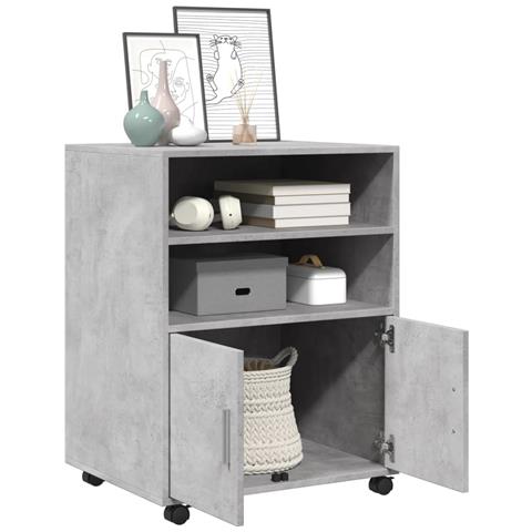 Mobiletto Con Ruote Grigio Cemento 60x48x81 Cm In Truciolato - Foto 3
