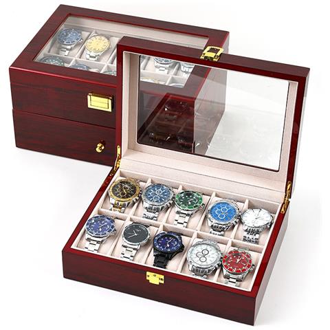 Portagioie Di Lusso Per 2 Orologi - Finitura Laccata Rossa - Foto 2