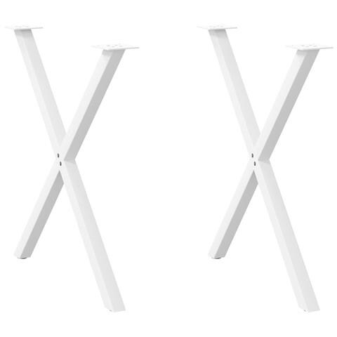 Gambe Tavolo Pranzo A Forma X 2 Pz Bianco 80x(72-73) Cm Acciaio - Foto 1