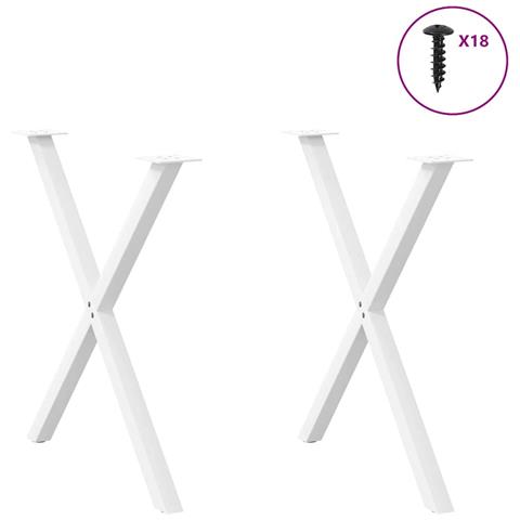 Gambe Tavolo Pranzo A Forma X 2 Pz Bianco 80x(72-73) Cm Acciaio - Foto 3