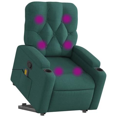 Poltrona Alzapersona Massaggiante Verde Scuro In Tessuto - Foto 3