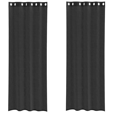 Tende In Voile Con Occhielli 2 Pz Nero 140x260 Cm - Foto 2