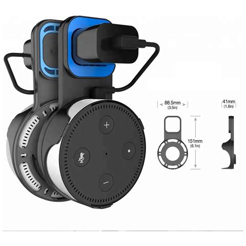 Supporto Da Parete Minimalista Per Amazon Echo Dot (gen 2) Con Cavo Integrato 8x3x15 Cm. Colore Nero - Foto 2