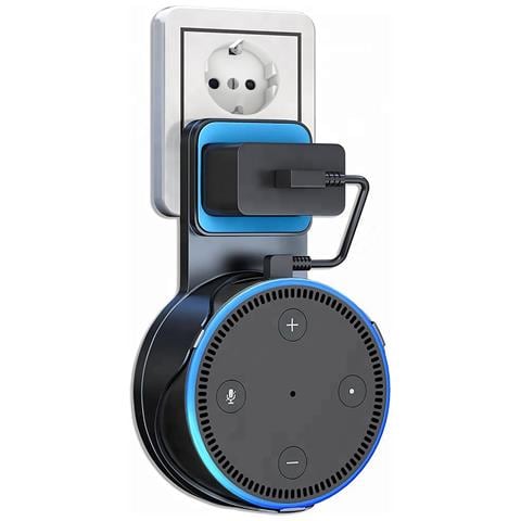 Supporto Da Parete Minimalista Per Amazon Echo Dot (gen 2) Con Cavo Integrato 8x3x15 Cm. Colore Nero - Foto 1