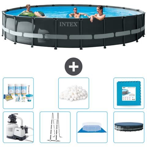 Piscina Fuori Terra - In Giro - 610x610x122 Cm - Grigio - Include Accessori Coordinati Cb42 - Foto 1