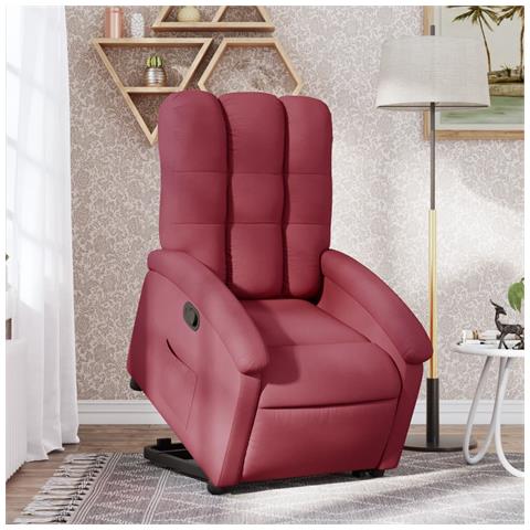 Poltrona Alzapersona Reclinabile Rosso Vino In Tessuto - Foto 8