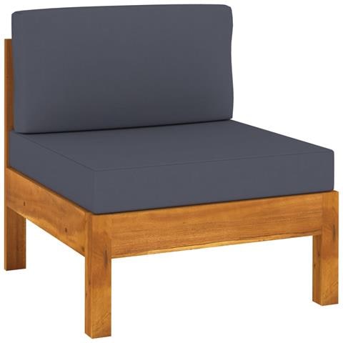 Lusso Casadino -  Set Divani Giardino 7 Posti Cuscini Grigi Scuro Massello Acacia - Foto 2