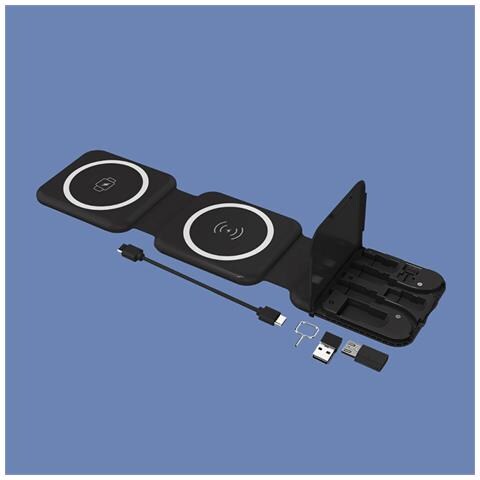 Caricatore Wireless Magnetico 3 In 1 Per Telefono, Auricolari E Orologio Black - Foto 3