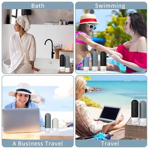 Contenitori Portatili Da Viaggio In Silicone Antigoccia 60ml+90ml Black - Foto 2