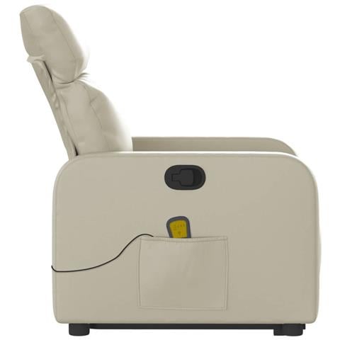 Poltrona Alzapersona Reclinabile Massaggio Crema Similpelle - Foto 9