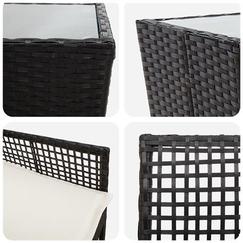 Set Bistro da Giardino 3 Pezzi con Cuscini Nero in Polyrattan - Foto 9