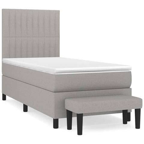 Giroletto a Molle con Materasso Grigio Chiaro 90x200 cm Tessuto - Foto 1