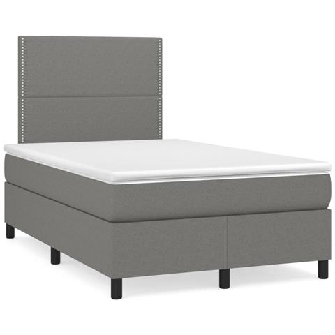 Giroletto a Molle con Materasso Grigio Scuro 120x200 cm Tessuto - Foto 1