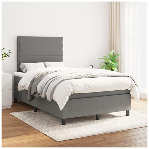 Giroletto a Molle con Materasso Grigio Scuro 120x200 cm Tessuto - Foto 2
